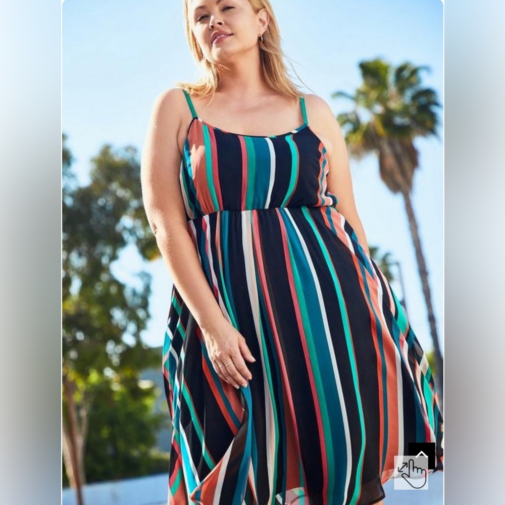 Torrid Midi Chiffon Pleated Dress- Plus size 2